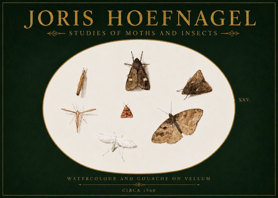 Joris Hoefnagel Studies of Moths and Insects - Xxv. No4 - Plakat