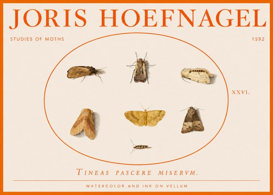 Joris Hoefnagel Studies of Moths II No3 - Plakat