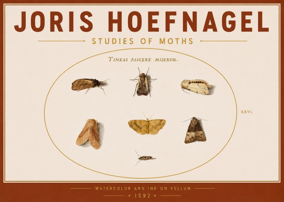 Joris Hoefnagel Studies of Moths II No5 - Plakat