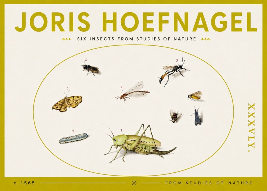 Joris Hoefnagel Six Insects from Studies of Nature C. 1565 No4 - Plakat
