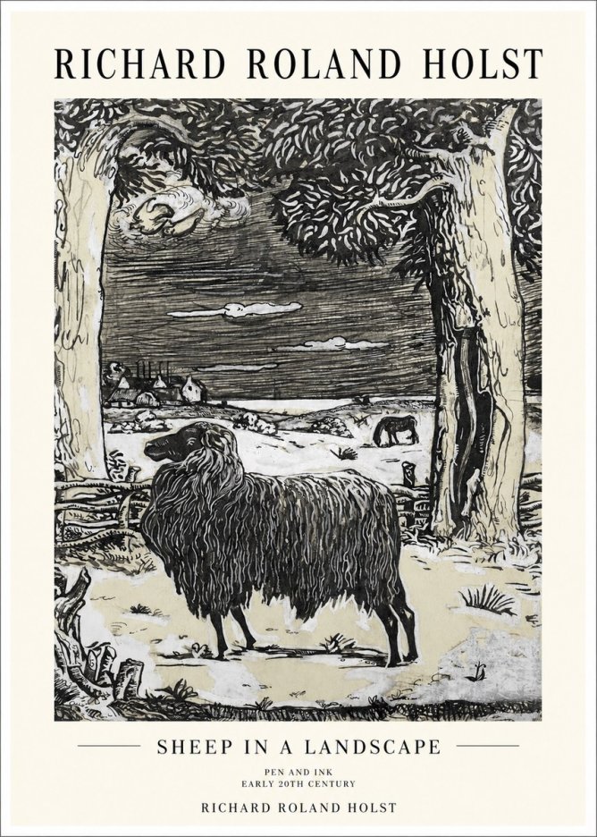 Richard Roland Holst Sheep in a Landscape No1 - Plakat
