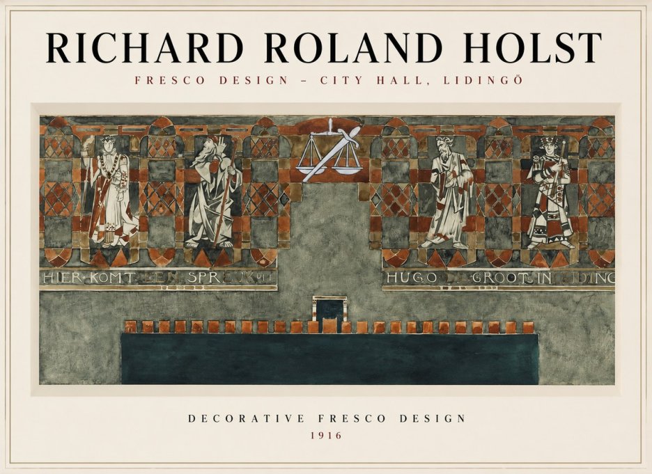 Richard Roland Holst Fresco Design - City Hall, Lidingö No1 - Plakat