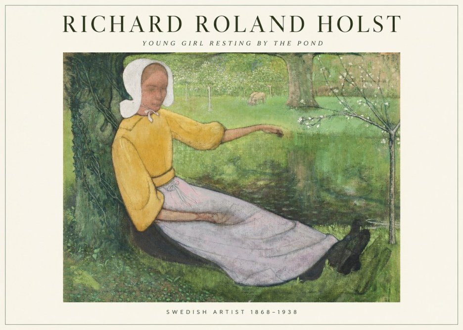 Richard Roland Holst Young Girl Resting by the Pond No1 - Plakat