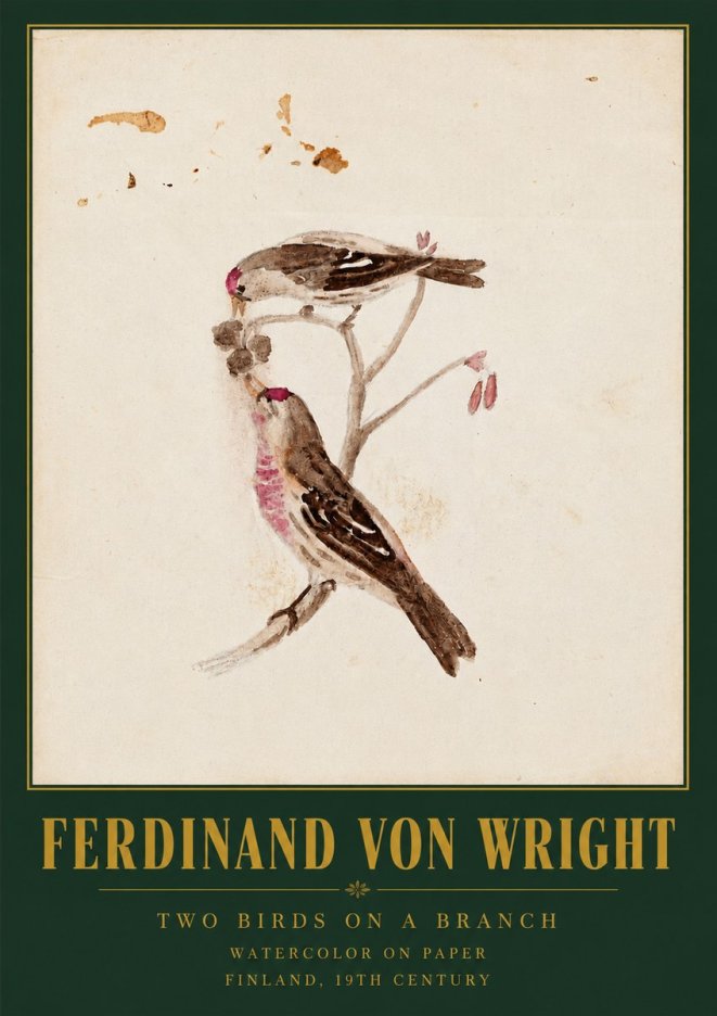 Ferdinand von Wright Two Birds on a Branch No3 - Plakat
