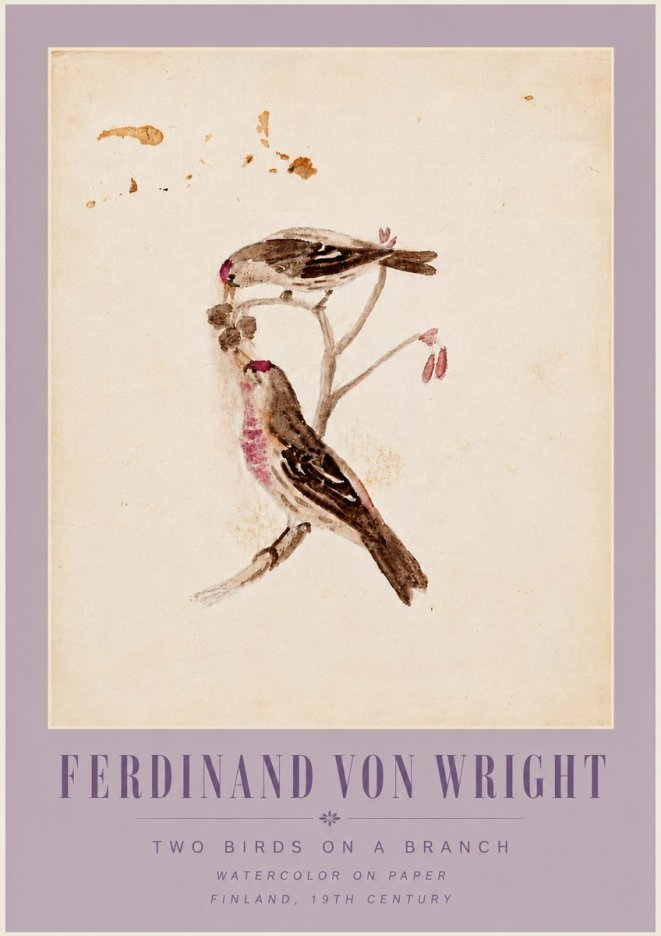 Ferdinand von Wright Two Birds on a Branch No6 - Plakat