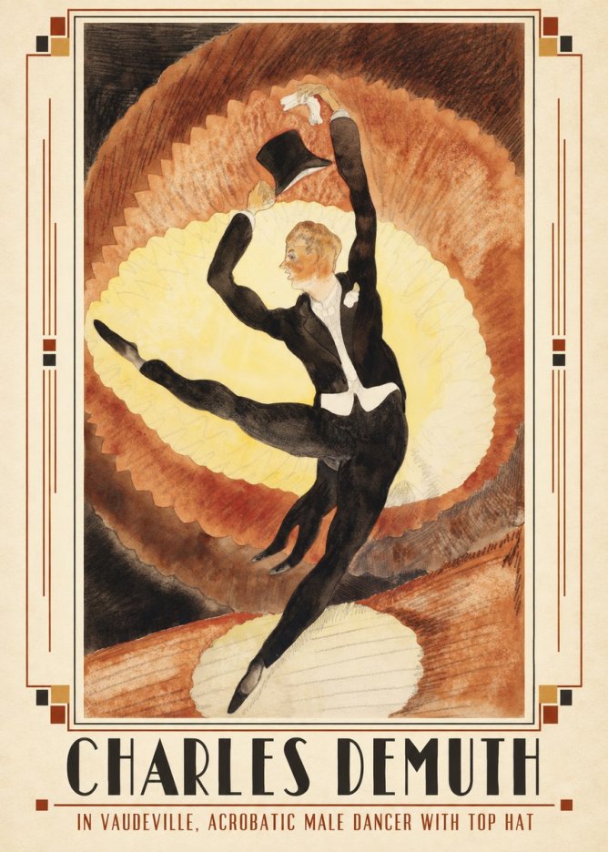 Charles Demuth In Vaudeville, Acrobatic Male Dancer with Top Hat No2 - Plakat
