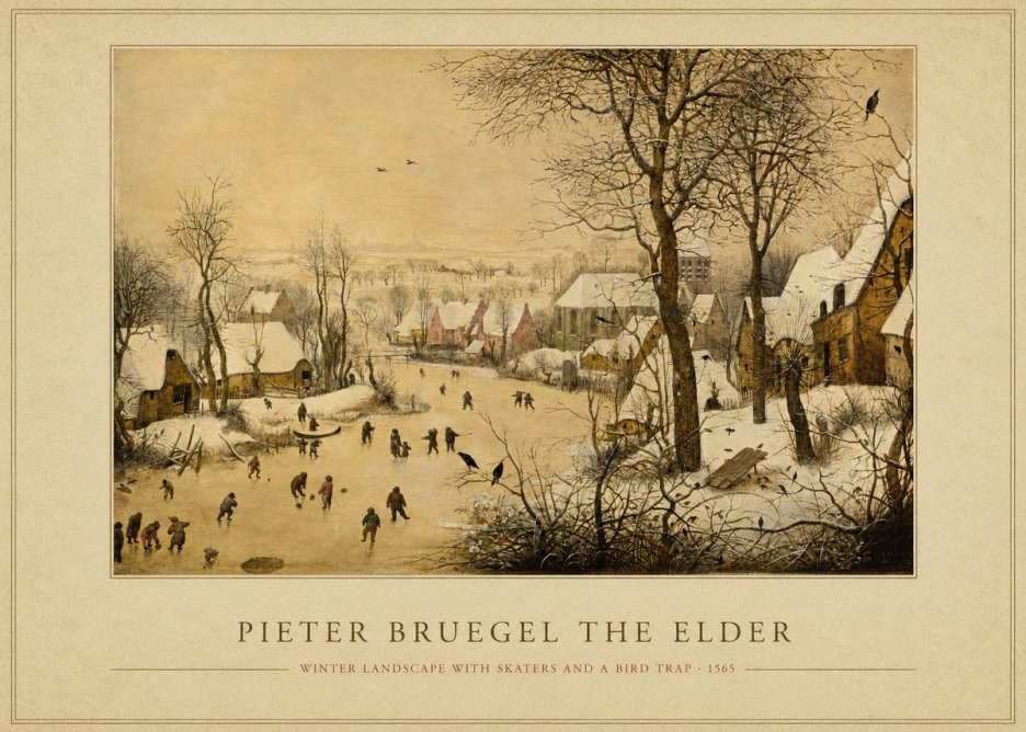 Pieter Bruegel Winter Landscape with Skaters and a Bird Trap No4 - Plakat