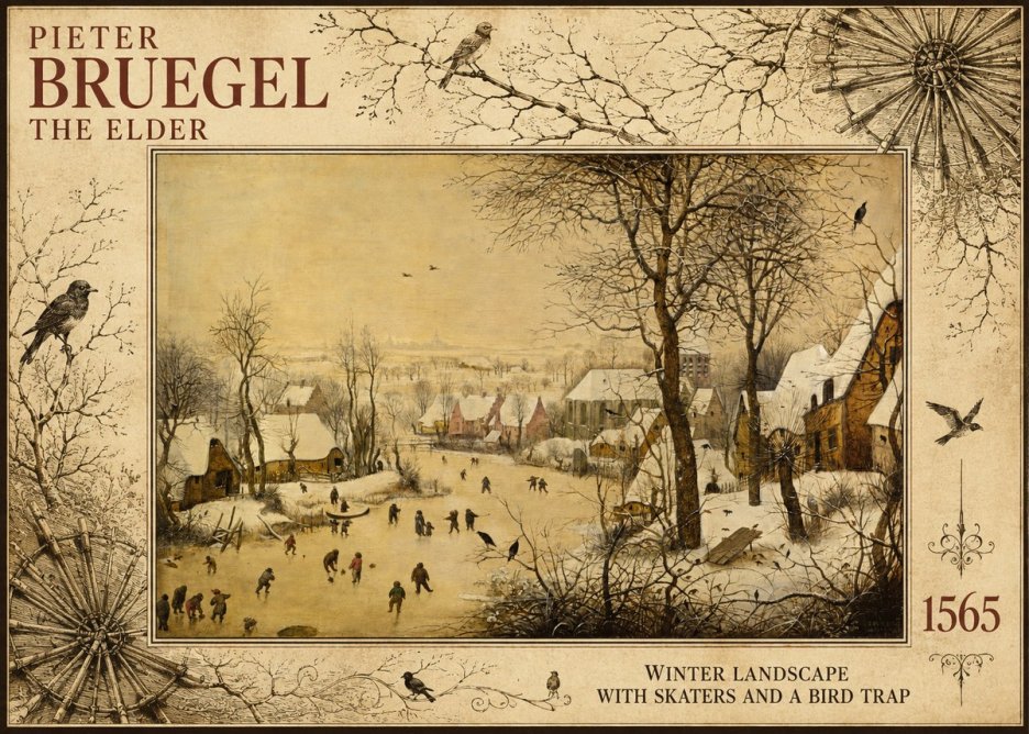 Pieter Bruegel Winter Landscape with Skaters and a Bird Trap No5 - Plakat