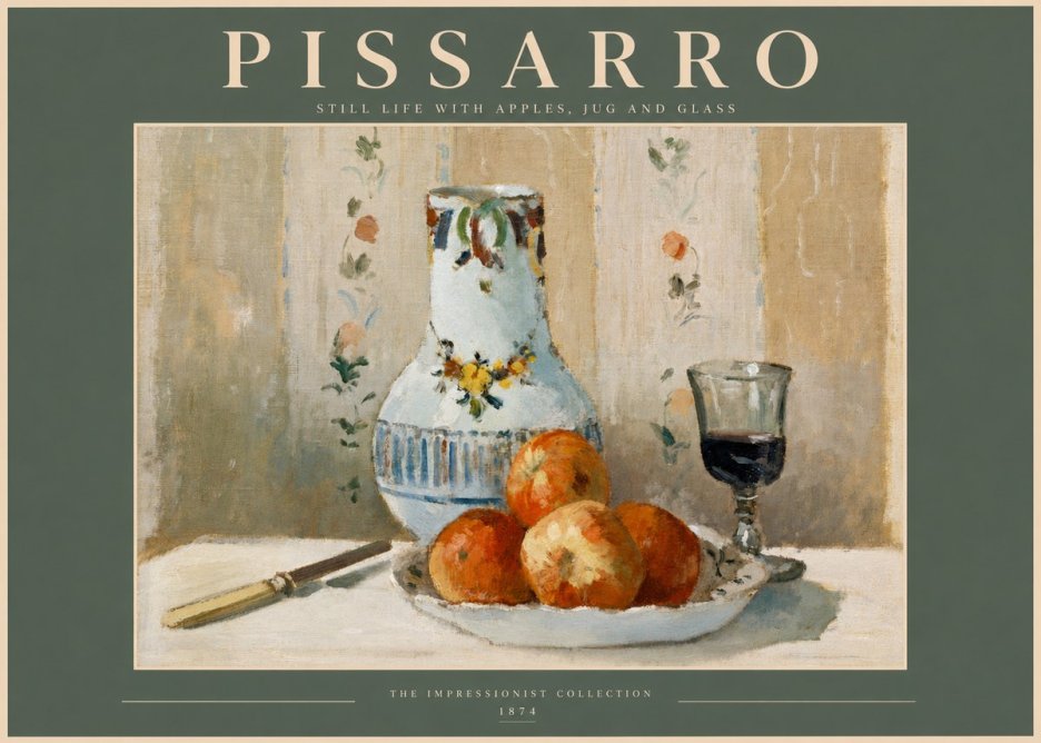 Pissarro Still Life with Apples, Jug and Glass No2 - Plakat