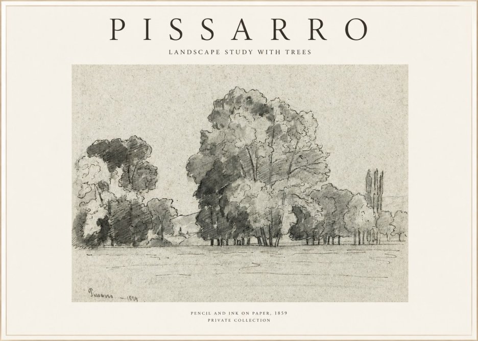 Pissarro Landscape Study with Trees No1 - Plakat