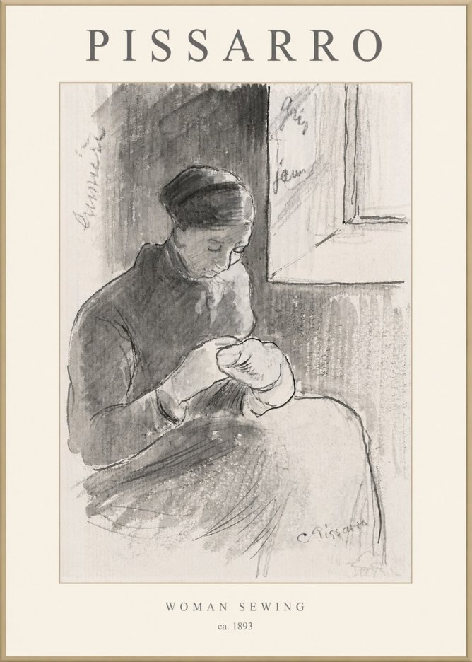 Pissarro Woman Sewing No1 - Plakat