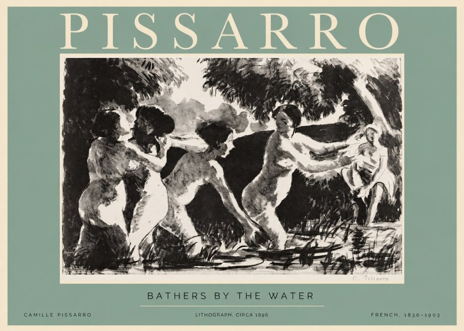Pissarro Bathers by the Water No2 - Plakat