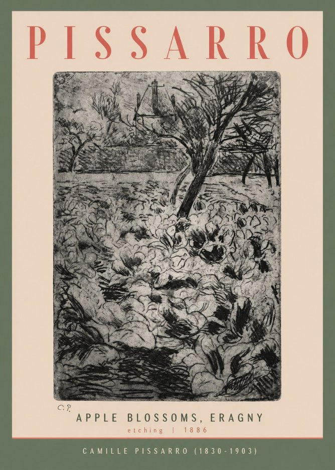 Pissarro Apple Blossoms, Eragny No2 - Plakat