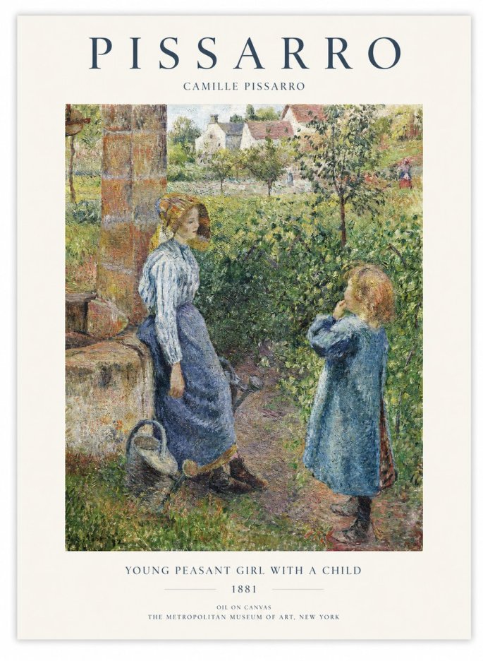 Pissarro Young Peasant Girl with a Child No1 - Plakat