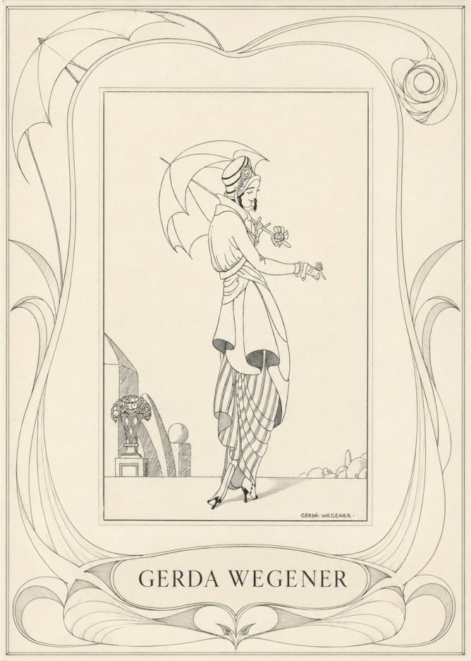 Gerda Wegener Elegant Figure with Parasol No3 - Plakat