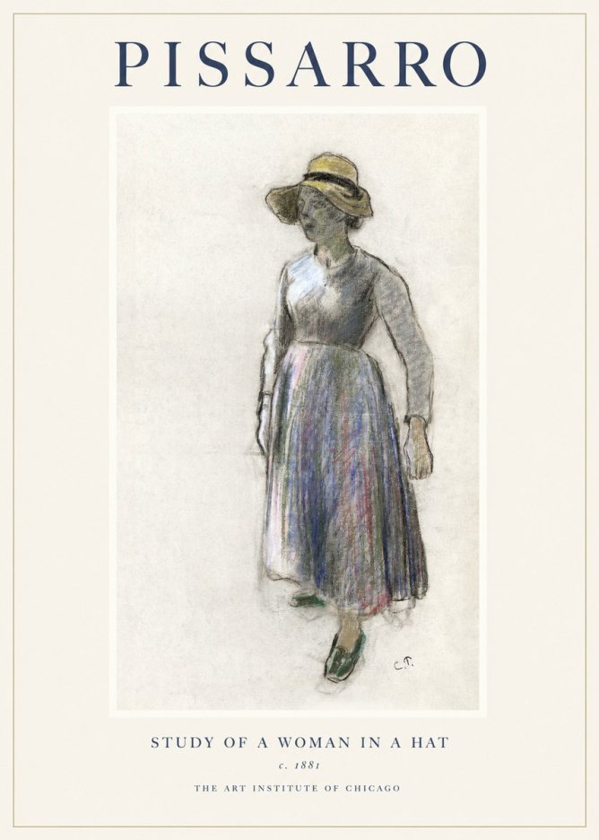 Pissarro Study of a Woman in a Hat No1 - Plakat