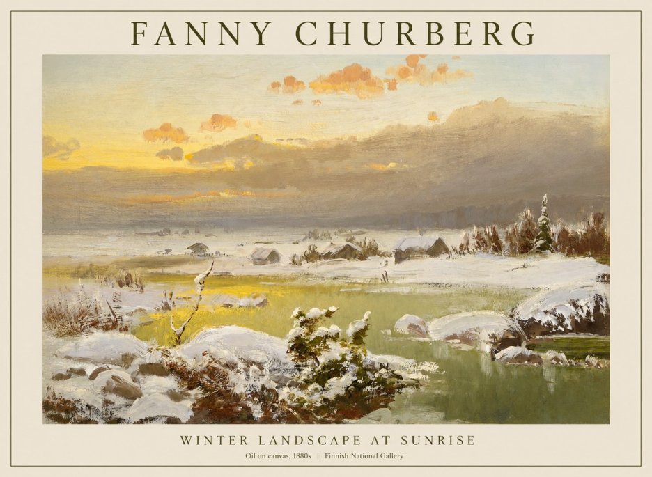 Fanny Churberg Winter Landscape at Sunrise No1 - Plakat