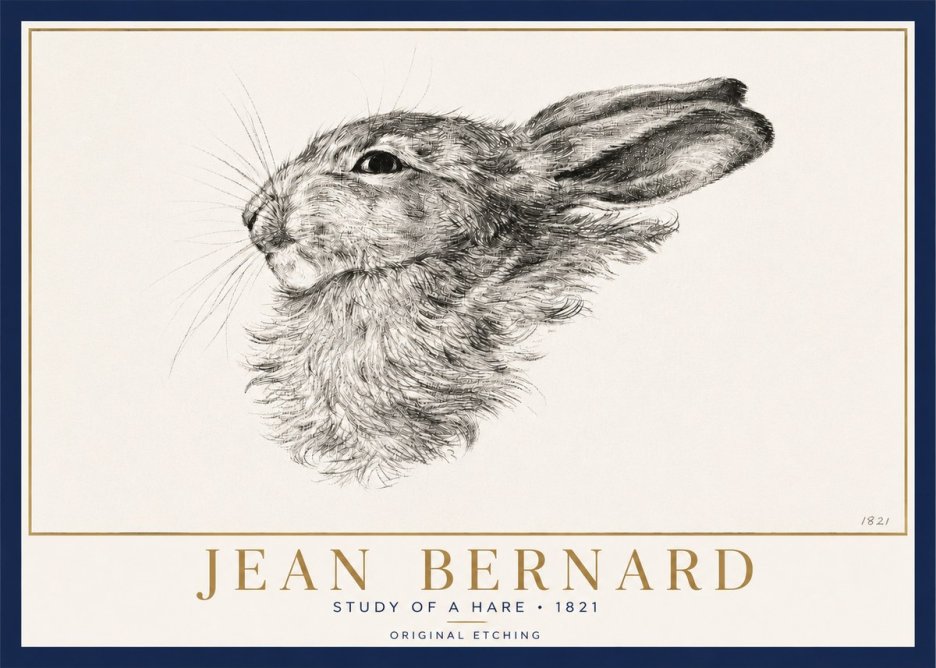 Jean Bernard Study of a Hare No3 - Plakat