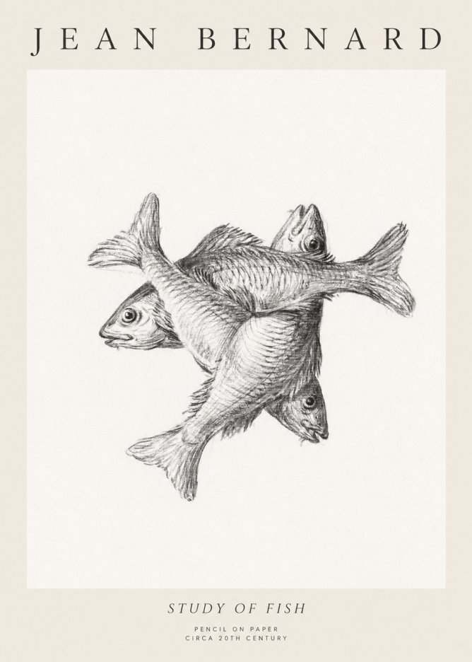 Jean Bernard Study of Fish No1 - Plakat