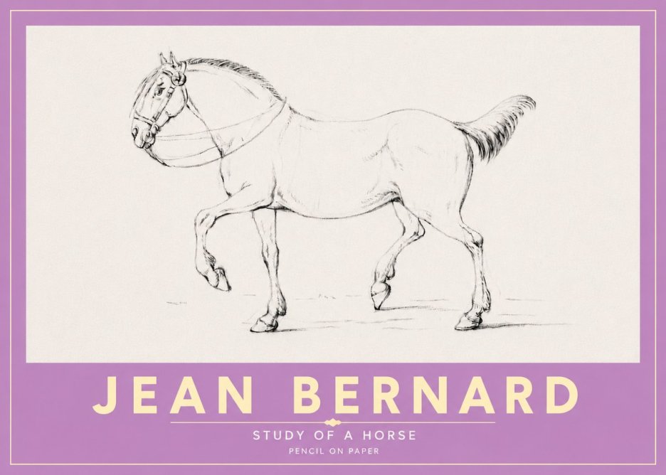 Jean Bernard Study of a Horse XVI No5 - Plakat