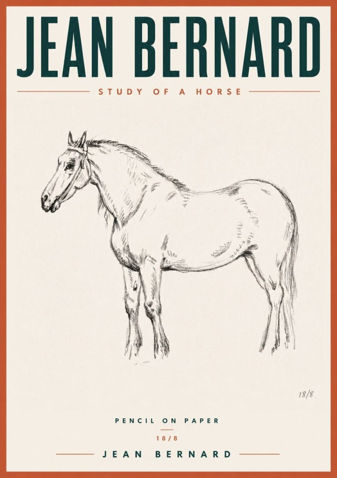 Jean Bernard Study of a Horse XVII No6 - Plakat
