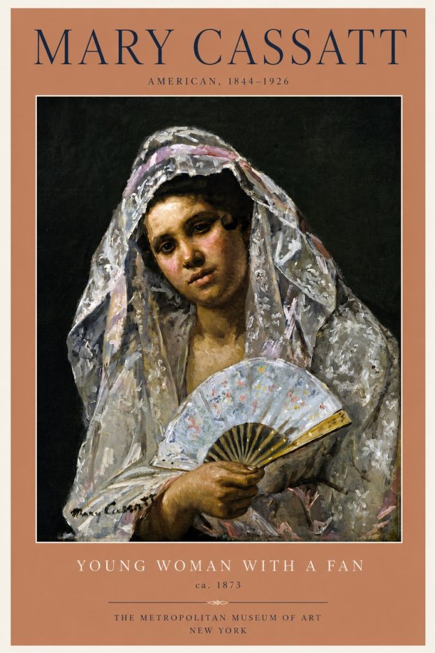 Mary Cassatt Young Woman with a Fan II No6 - Plakat