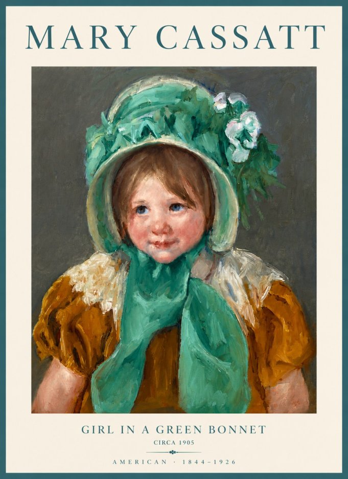Mary Cassatt Girl in a Green Bonnet No6 - Plakat