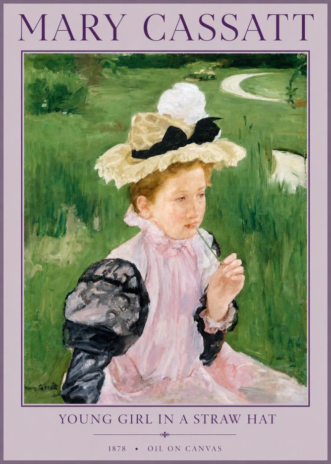 Mary Cassatt Young Girl in a Straw Hat No3 - Plakat