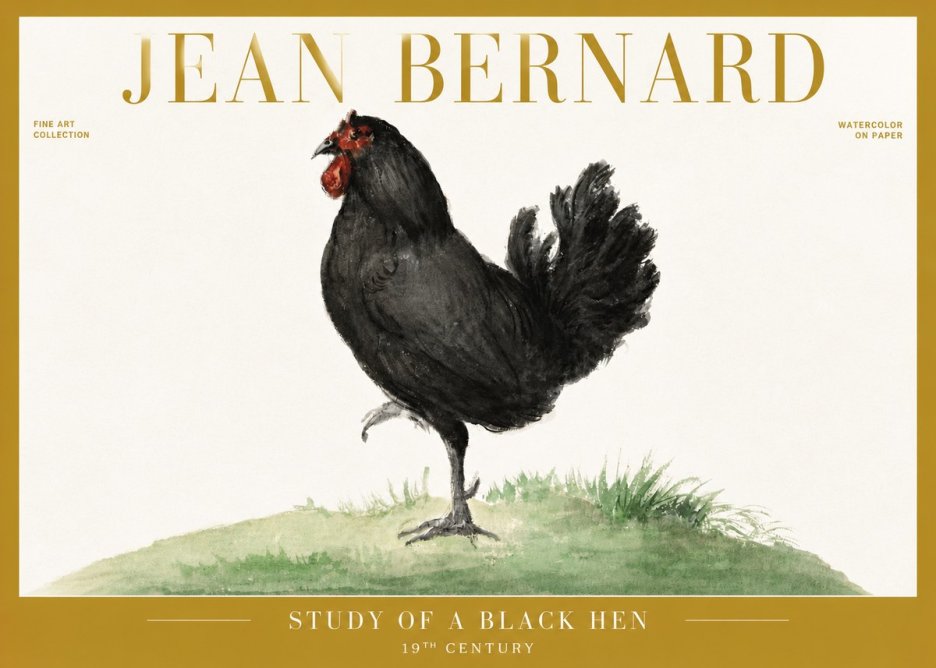 Jean Bernard Study of a Black Hen No6 - Plakat