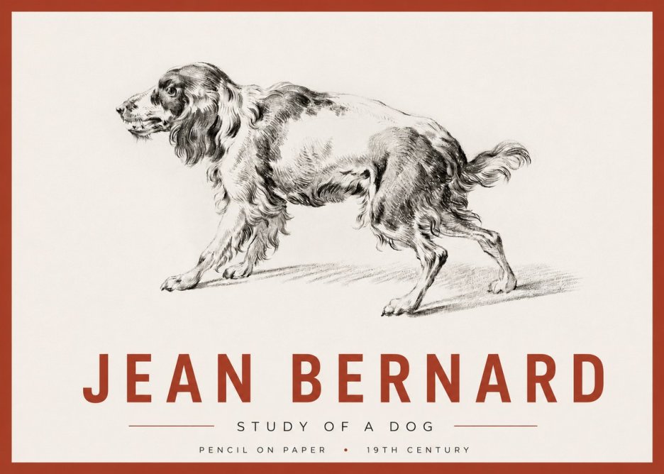 Jean Bernard Study of a Dog V No4 - Plakat