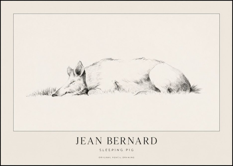 Jean Bernard Sleeping Pig II No1 - Plakat