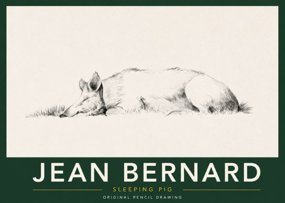 Jean Bernard Sleeping Pig II No2 - Plakat