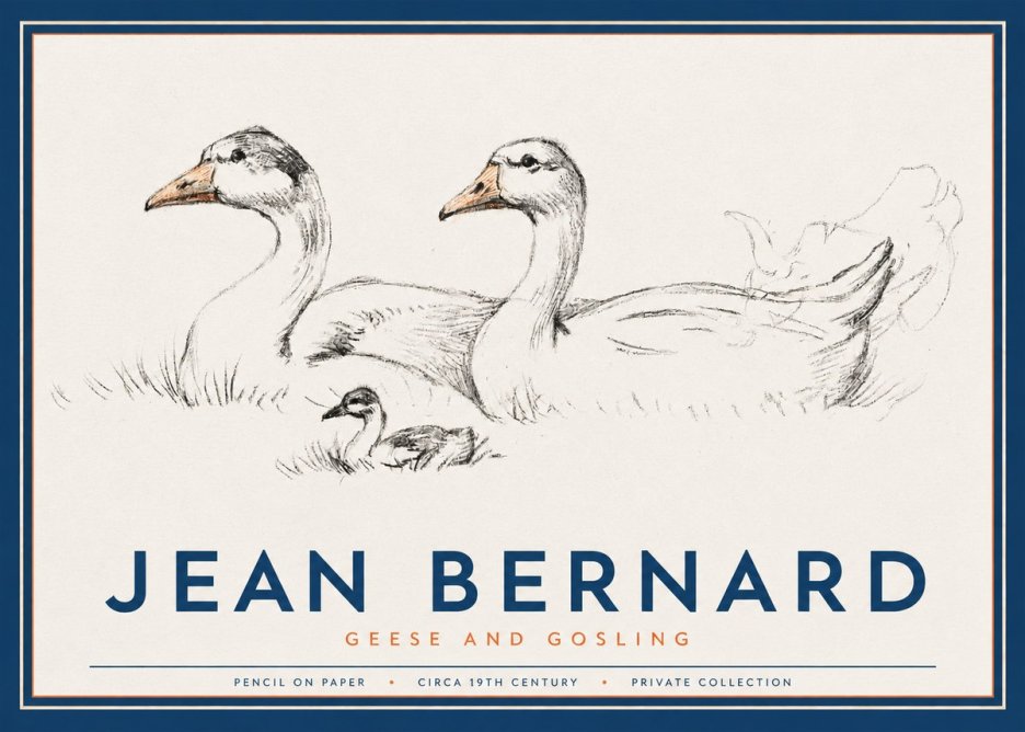 Jean Bernard Study of Geese No3 - Plakat