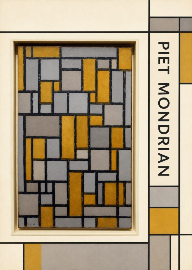 Piet Mondrian Composition in Grey and Yellow No2 - Plakat