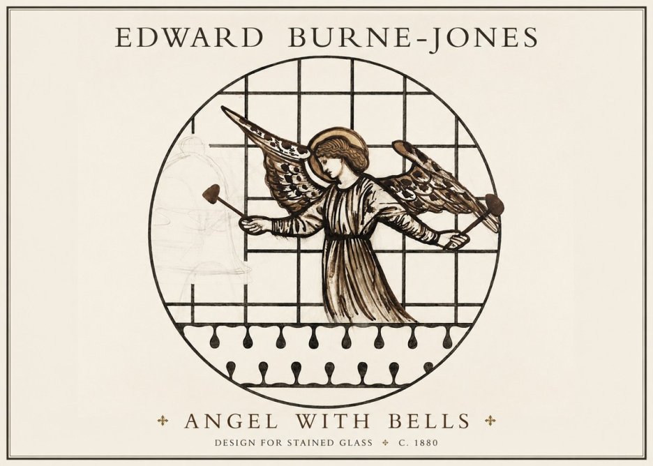 Edward Burne-Jones Angel with Bells (Study) No2 - Plakat