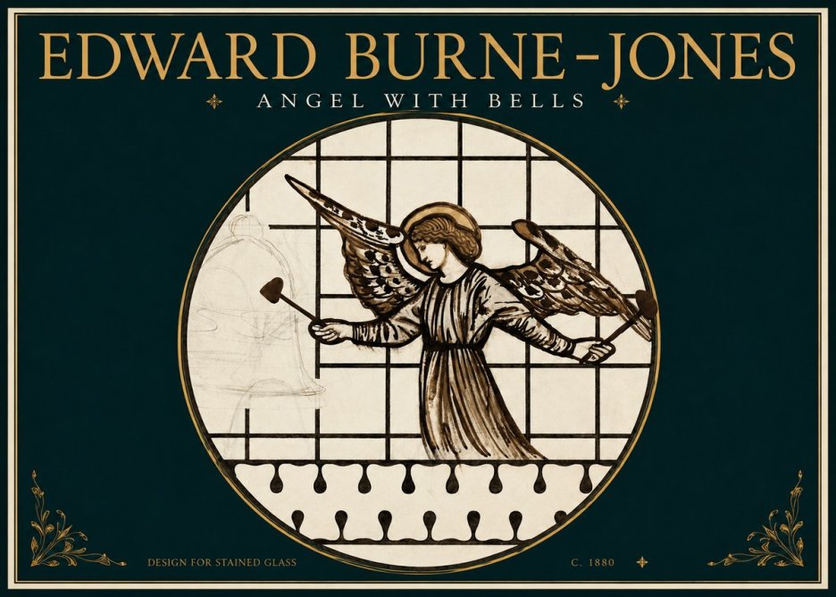 Edward Burne-Jones Angel with Bells (Study) No3 - Plakat