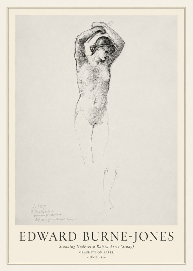 Edward Burne-Jones Standing Nude with Raised Arms (Study) No1 - Plakat