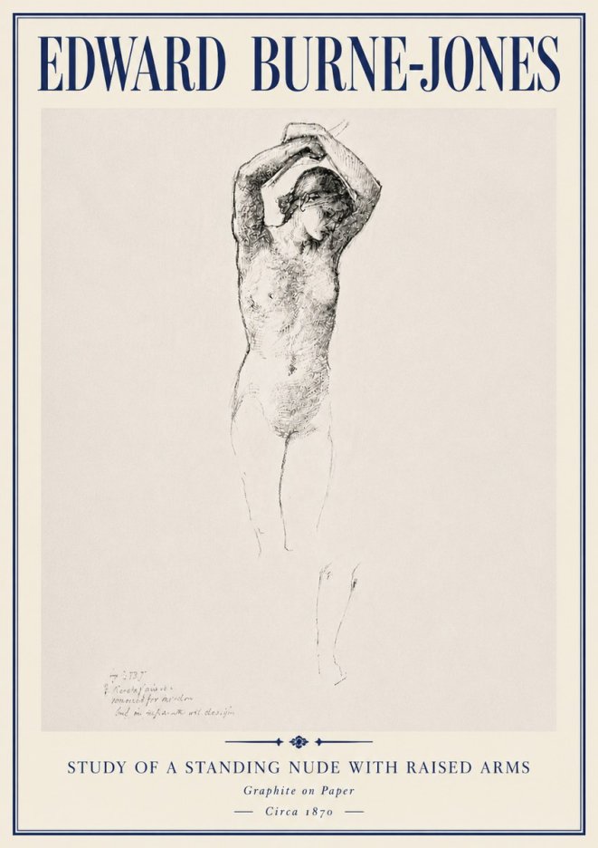 Edward Burne-Jones Standing Nude with Raised Arms (Study) No6 - Plakat