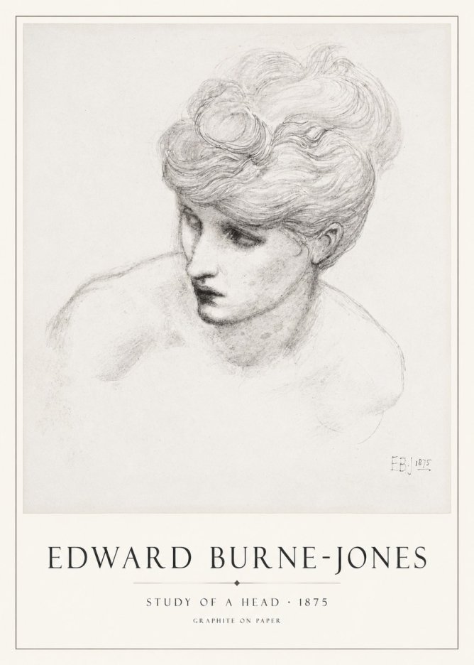 Edward Burne-Jones Study of a Head No1 - Plakat