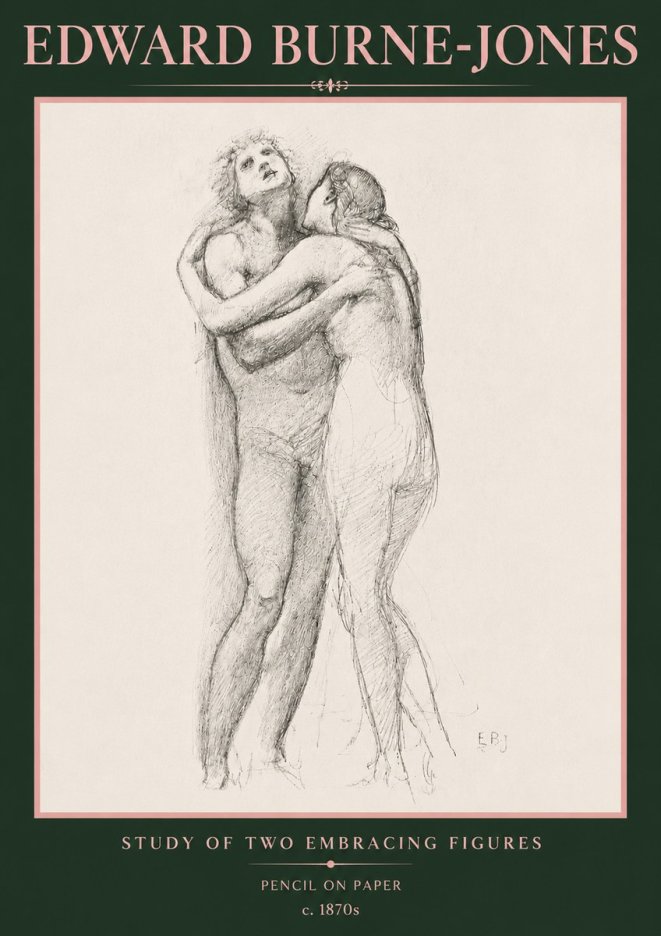 Edward Burne-Jones Study of Two Embracing Figures No5 - Plakat