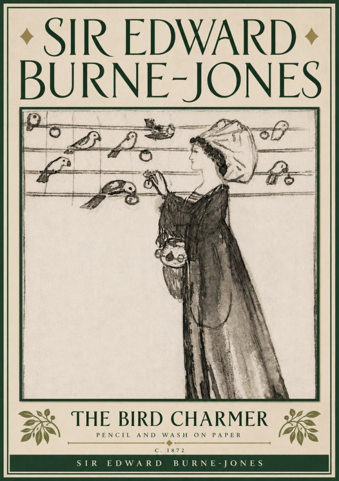 Edward Burne-Jones The Bird Charmer No6 - Plakat