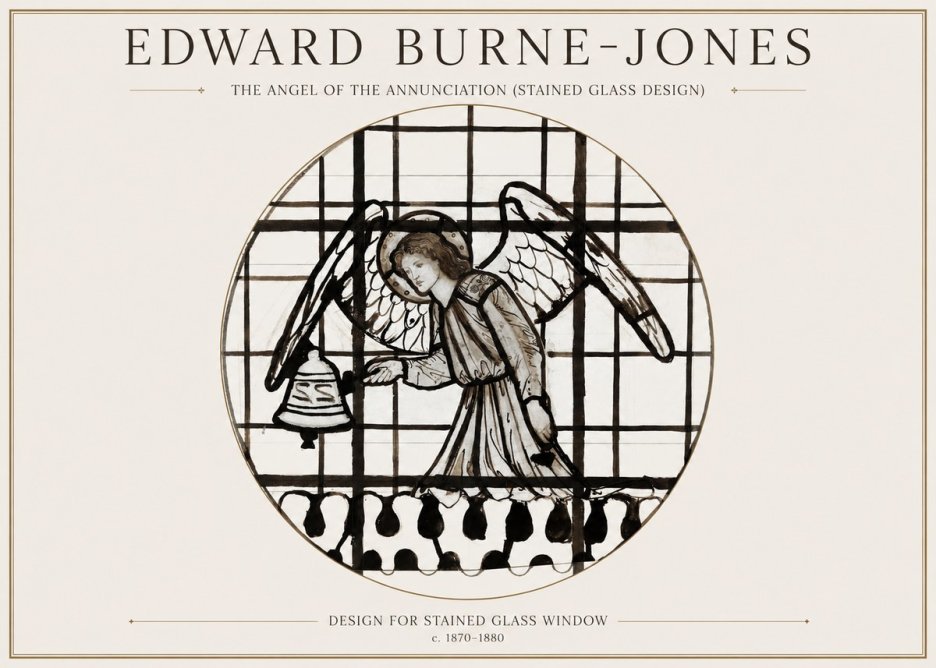 Edward Burne-Jones The Angel of the Annunciation (Stained Glass Design) No1 - Plakat