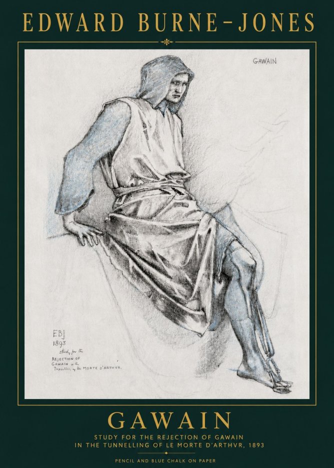 Edward Burne-Jones Gawain - Study for the Rejection of Gawain in the Tunnelling of Le Morte D'arthur, 1893 No3 - Plakat