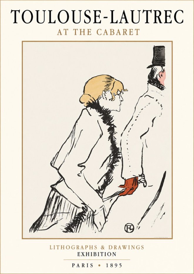 Toulouse-Lautrec At the Cabaret No1 - Plakat