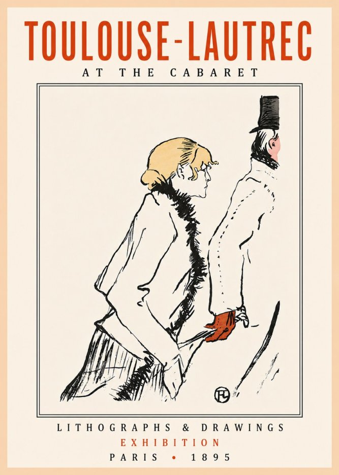 Toulouse-Lautrec At the Cabaret No5 - Plakat