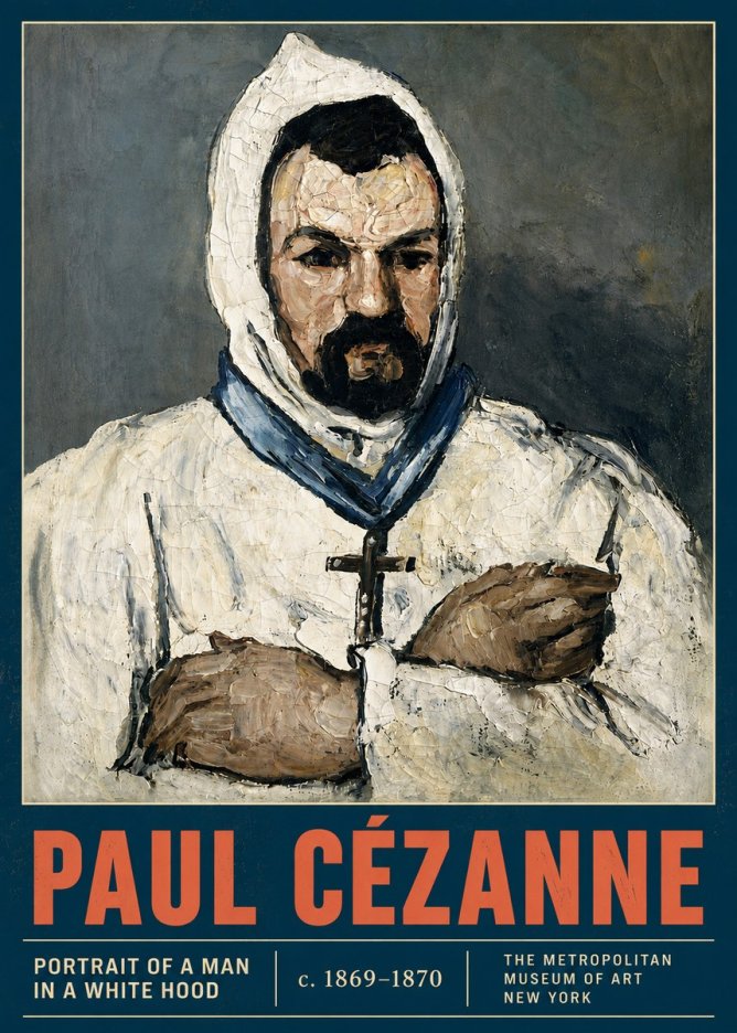 Paul Cézanne Portrait of a Man in a White Hood No4 - Plakat