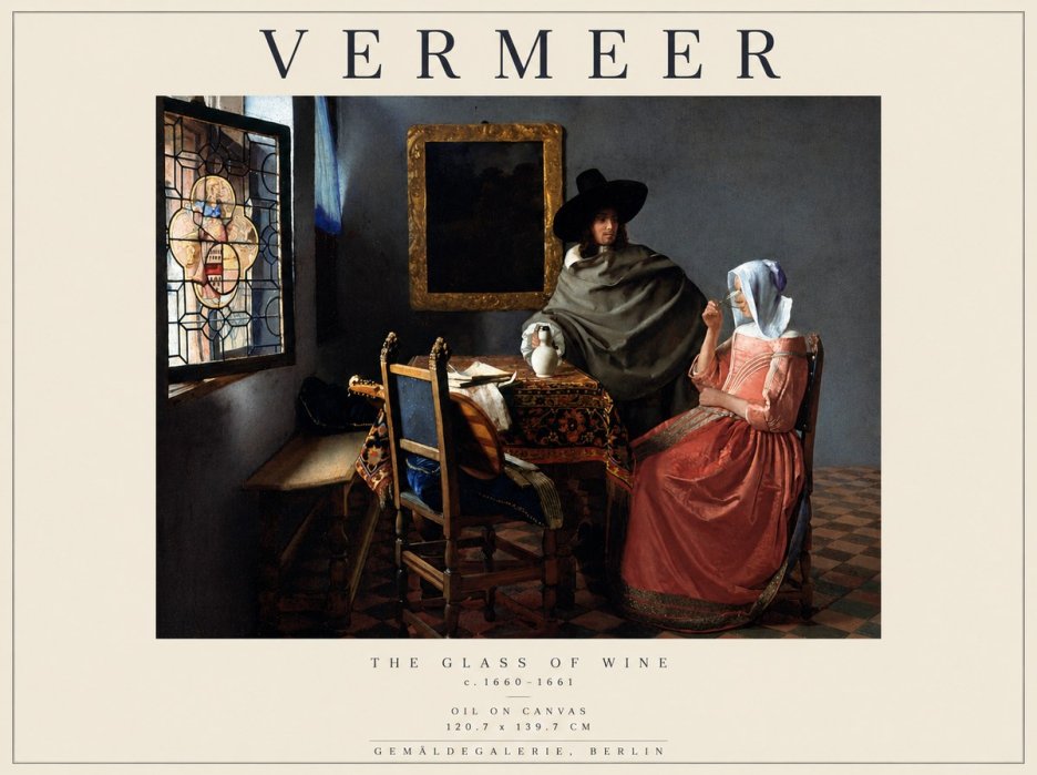 Vermeer The Glass of Wine No5 - Plakat