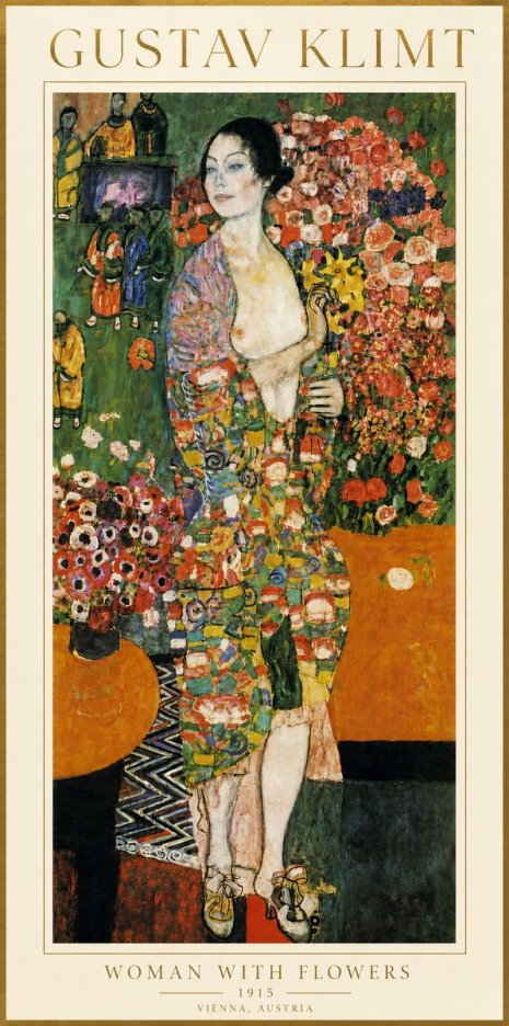 Klimt Woman with Flowers No4 - Plakat