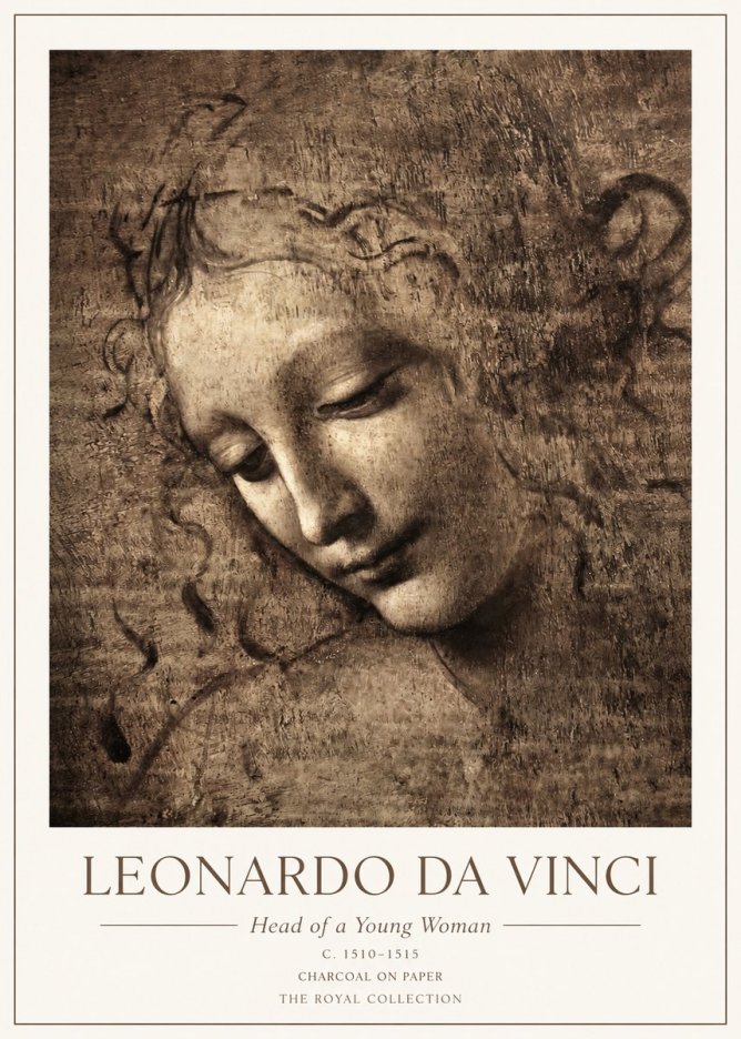 Leonardo da Vinci Head of a Young Woman II No1 - Plakat