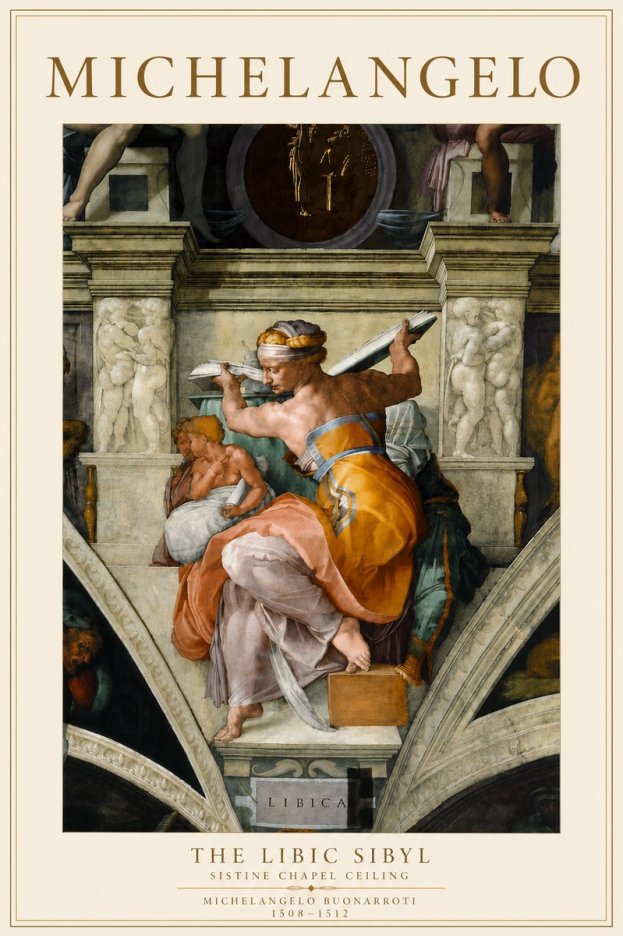Michelangelo The Libic Sibyl No6 - Plakat
